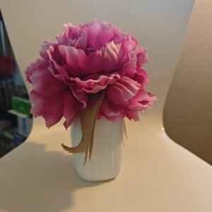 Pink Floral Arrangement in White Vase